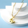 Golden bubble letter W pendant necklace on fine chain with high-polished finish - Letter W(W)
