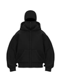 Schwarzer Herren-Kapuzenpullover in Übergröße mit integrierter Sturmhaube und Reißverschluss - S / Schwarz