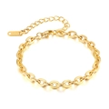 Bracciale a catena con maglie ovali spesse in acciaio inossidabile placcato oro 18K donna - Bracciale 16+6CM / Oro