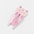 Pink metal animal BB hair clip with cute cartoon design and painted finish for girls - Pink Rabbit