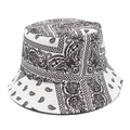 Classic reversible paisley print bucket hat in black and white cotton fabric - One Size / White