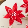 Künstliche rote Weihnachtsstern-Blume aus Samt mit weißem Rand, 25 cm Durchmesser - 25cm / Rot und Weiß Zuckerstangen Samt Weihnachtsblume