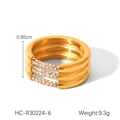Dettaglio dell'anello multistrato in acciaio inossidabile placcato oro 18K con micro cristalli - Taglia 6(HC-R30224-6)