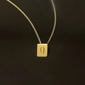 18K gold plated stainless steel necklace featuring a square pendant with embossed letter Q - Pendant Only / Letter Q