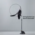 Cat feather toy with strong suction cup base and flexible steel wire in black color - Upgraded Strong Suction Cup - Black Feather