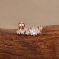 Clou d'oreille en acier inoxydable or rose en forme d'étoile avec cristaux de zircone - Étoile et courbe / Or rose