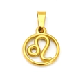 Golden Leo zodiac symbol pendant in stainless steel with a polished mirror finish - Leo (SP641G-5)