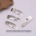 Set of four silver metal snap hair clips for DIY crafts, length 5.8cm width 1.7cm - Silver Rectangle 6cm