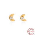 Elegant gold plated 925 sterling silver moon stud earrings with sparkling white zircon - 925 Silver / Gold #5