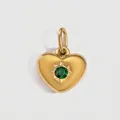 14K vergulde roestvrijstalen harthanger met een groene smaragd geboortesteen - Mei Groen / Goud