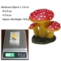 Miniature resin mushroom figurine with red spotted cap and green moss base for gardens - Red Mushroom with White Spots (Style A)