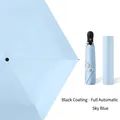 Sky blue automatic folding umbrella with black glue coating and matching storage tube - Sky Blue (Automatic)