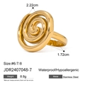 Waterdichte gouden roestvrijstalen spiraalring met gedetailleerde afmetingen - Spiraalvormige Ring (JDR2407048-7) / Goud
