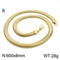 Collana a catena piatta in acciaio al titanio dorato larghezza 8 mm e lunghezza 600 mm - 8mm Oro 60cm
