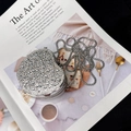 Sparkling silver rhinestone heart-shaped clutch bag with silver metal chain strap - Silver Heart Big Rhinestone