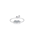 Anello a catena regolabile in argento 925 con tre zirconi a forma di cuore - Aperto Regolabile / Argento 925