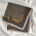 Elegant houndstooth square scarf with horsebit chain print in beige and black colors - Houndstooth Cashew Square / 65