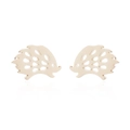 Cute minimalist golden hedgehog stud earrings with detailed hollow design on white background - 069 Series (Hollow Hedgehog) / Gold