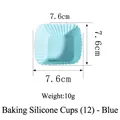 Set of 12 light blue square silicone baking cups with wavy edges 7.6cm size - Square Shape-Blue