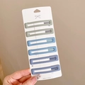 Set of 6 matte rectangular star hair clips in grey-green, light blue, and purple shades - 8# Blue Mood Set - 6Pcs