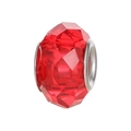Faceted red resin bead with silver metal core for DIY bracelet and necklace jewelry - Red