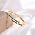 【150-2】double-headed Hammer Green Diamond Bracelet