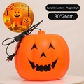 30x26cm orange Halloween pumpkin lantern with power plug and switch for indoor decor - 30*26cm / Plug-in