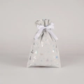 Silver holographic Christmas drawstring gift bag with white ribbon and reindeer patterns - Holographic White / 16*24cm