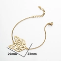 Pulsera dorada con colgante de gato calado de estilo origami y cadena ajustable - Cabeza de Gato 29mmx23mm / Dorado