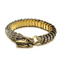 Pulsera de escamas de dragón vintage para hombre en acero inoxidable negro y dorado con dragón - 23CM / Dorado y Negro