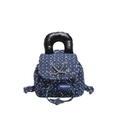 Mini sac à dos en denim bleu pour femme avec paillettes argentées et chaîne en métal - Bleu foncé