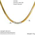 Collana a catena serpente in acciaio inossidabile placcato oro 18K con zircone - Zirconia Rettangolare Intarsiata in Oro (SN748G)