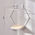 Mensola da parete esagonale nordica in metallo bianco con base in legno e specs 20,5cm - 20.5x17.5x9.5cm / Esagono Singolo 2-Bianco