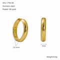 Orecchini a cerchio classici in acciaio inossidabile placcato oro 18 carati colore oro - 25.5mm Hoop (ZE1796G-06)