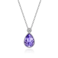 Set di gioielli in argento S925 con pendente in cristallo viola a forma di goccia - Argento 925 / Viola Elegante