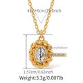 Macro detail of 18K gold-plated oval pendant with zircon inlay and size dimensions - Oval Zirconia Inlaid Style (KN0493)