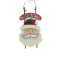 Ciondolo Babbo Natale in legno con slitta rossa e decorazione Merry Christmas in pino - Babbo Natale