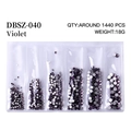 Violet mixed size flatback rhinestones for nail art DIY, set of 1440 pieces in six bags - Mixed Sizes SS4-SS16 Around 1440 Pieces / Violet