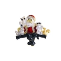 Festive Christmas Santa brooch with cute animal characters and sparkling rhinestones - Santa and Animal Friends