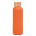 Insulated stainless steel water bottle in matte orange finish with a natural bamboo lid - Matte Cinnabar Orange