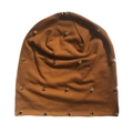 Bonnet en tricot marron avec clous argentés punk pour un look mode streetwear - Taille unique / Brun Clair