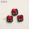 Set of 3 handmade felt Christmas gift box ornaments in festive red and green colors - No.29 Pack of 3-Green Gift Box