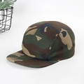 5-panel cotton flat brim camper hat featuring a classic jungle camouflage pattern - Camouflage No.3