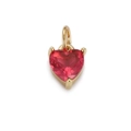 Golden heart pendant featuring a red zircon gemstone with demon eye drip oil design - Red