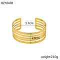 Poliertes 18k vergoldetes Titanstahl-Armreif mit offenem, mehrlagigem Hohlkammer-Design - BZ1047B (Mehrlagiges Blatt) / Gold