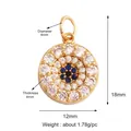 Evil eye lucky charm pendant with blue crystal and white zircons in gold finish - Gold Round Blue Eye