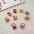 Cute fruit-shaped hair ties set with macaron-colored elastics for kids and girls - Double Layer Fruit (23#) / 10 Pieces Pack