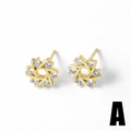 Elegant 18k gold plated hexagram flower stud earrings with sparkling zircon crystals - Style A-Hexagon Star