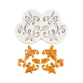 Weiße Silikonform mit Rankenblatt und goldenem Barock-Relief für Kuchendekoration - Grau
