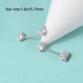 Silver stainless steel nipple ring with zircon owl design and 1.6x15.7mm bar size - Owl